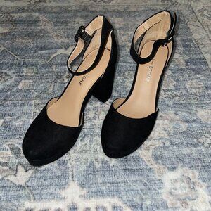 Sun + Stone Estrella Women's Ankle Strap Block Heel Pumps